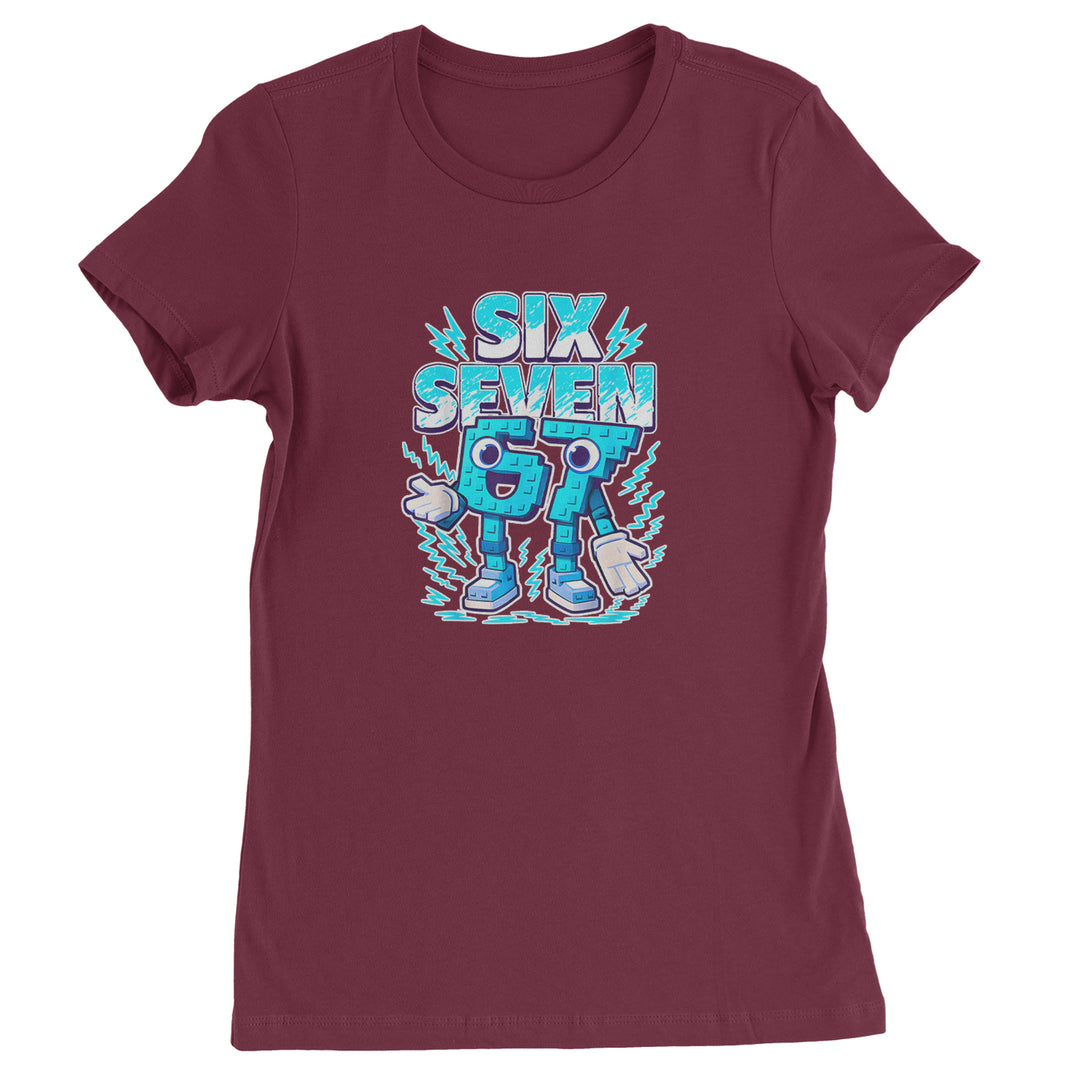 67 Brainrot Meme Slang Womens T-shirt Maroon