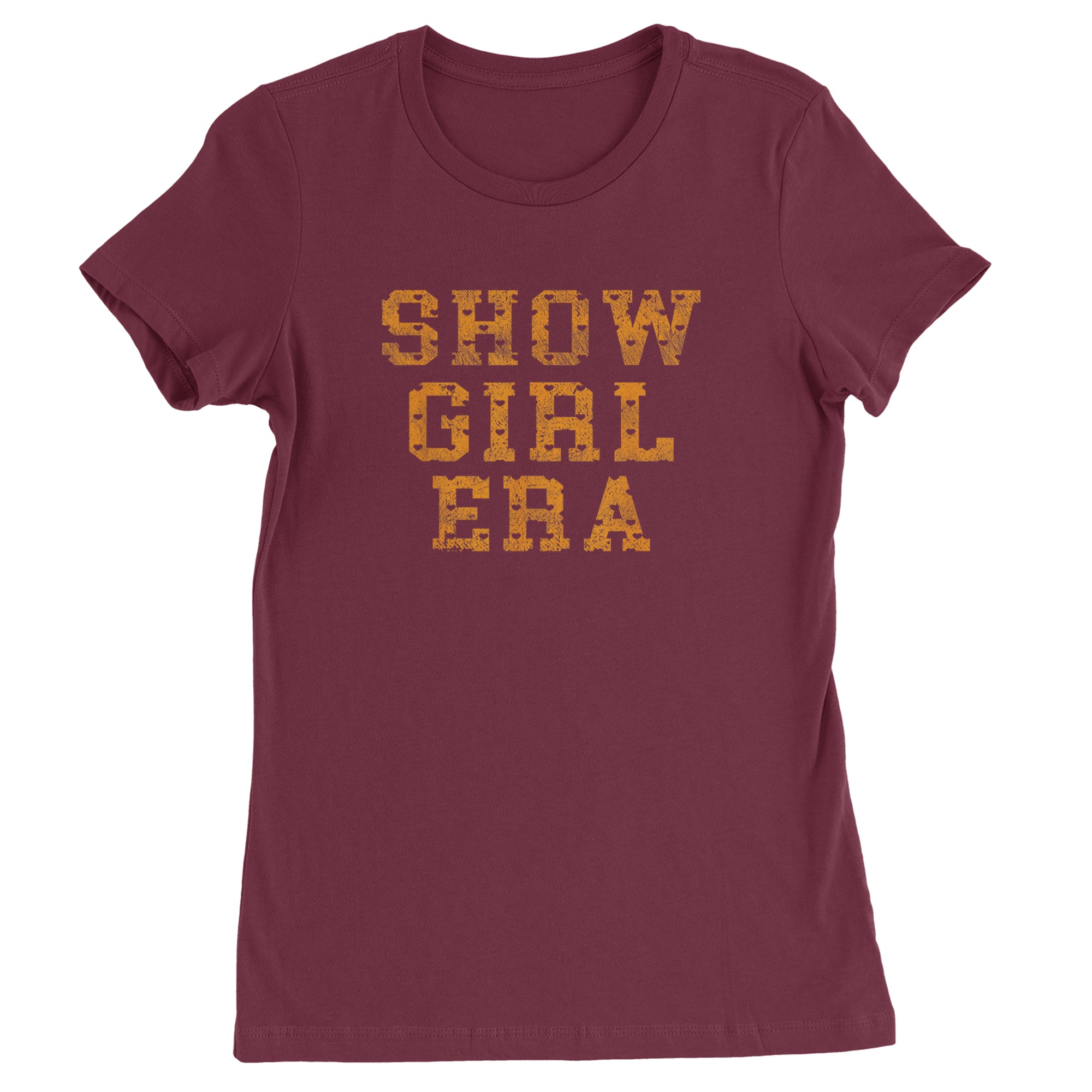 Vintage Showgirl Era Heart Womens T-shirt Maroon