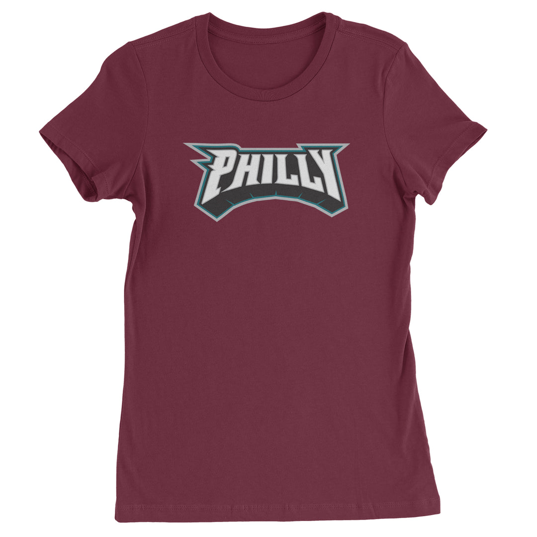 Philly Bold Block Throwback Womens T-shirt Maroon
