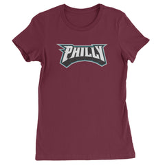 Philly Bold Block Throwback Womens T-shirt Maroon