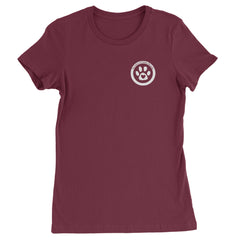 TLC To Love a Canine Dog Rescue White Womens T-shirt Maroon