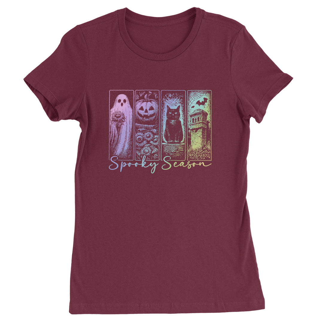 Spooky Season Cute Pastel Halloween Design Womens T-shirt Maroon