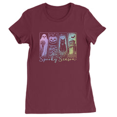 Spooky Season Cute Pastel Halloween Design Womens T-shirt Maroon