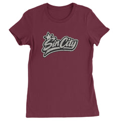 Sin City Vegas Retro Vintage graphic on Women's Heavyweight Cotton T-Shirt in Maroon