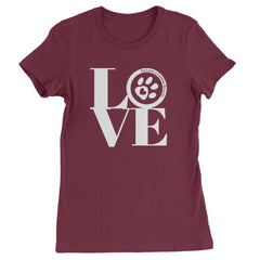 TLC LOVE Dog Rescue Womens T-shirt Maroon