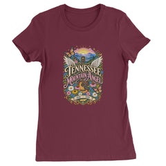 Tennessee Mountain Angel Wings Dolly Womens T-shirt Maroon