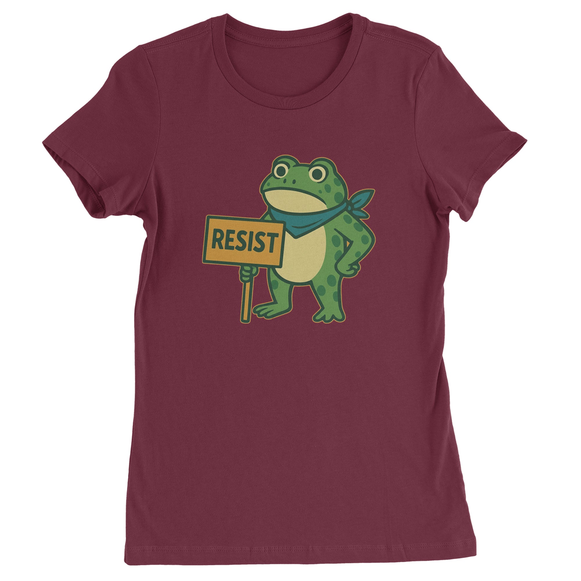 Sign Resist Meme Frog Protest Womens T-shirt Maroon