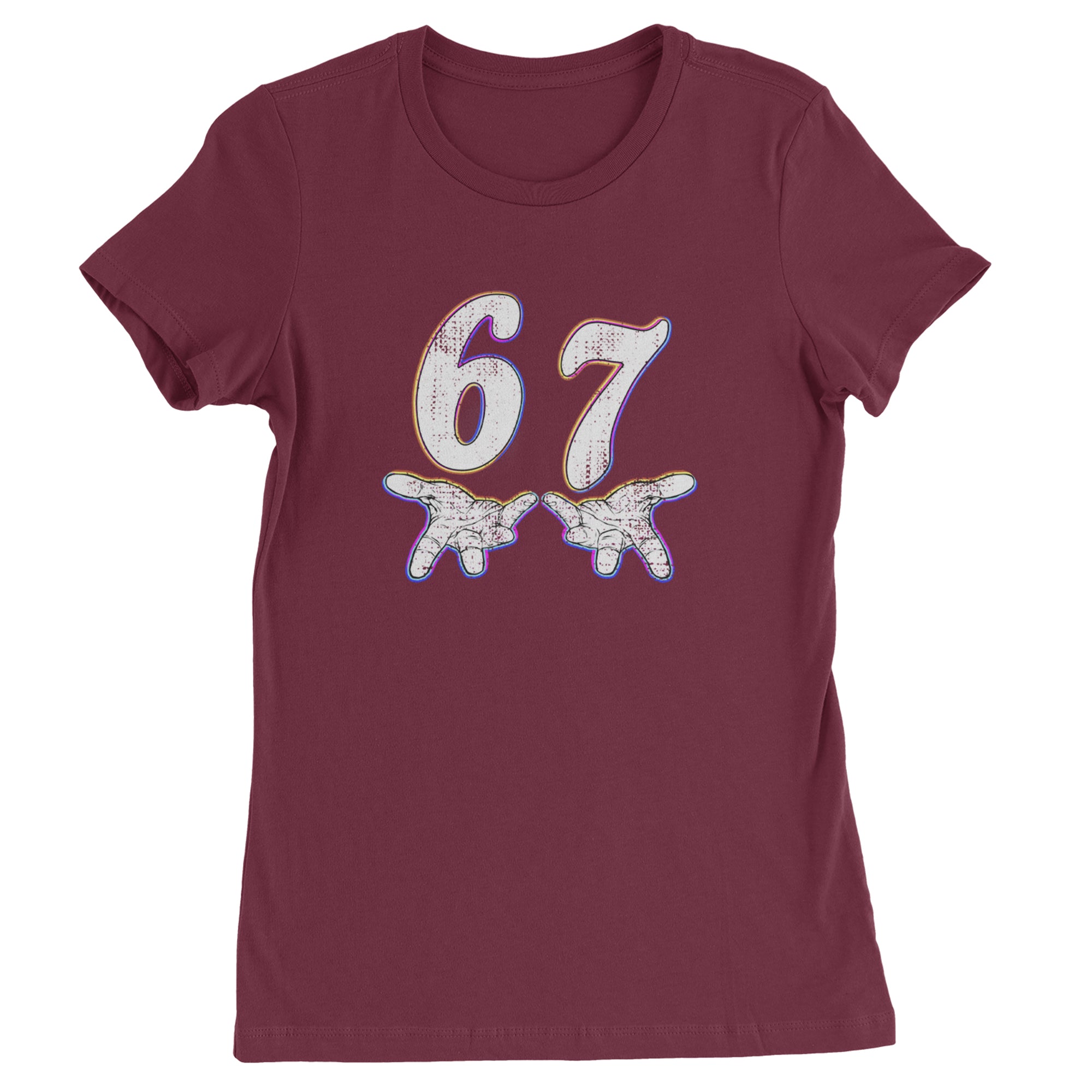 67 Hands Meme Viral Drill Womens T-shirt Maroon