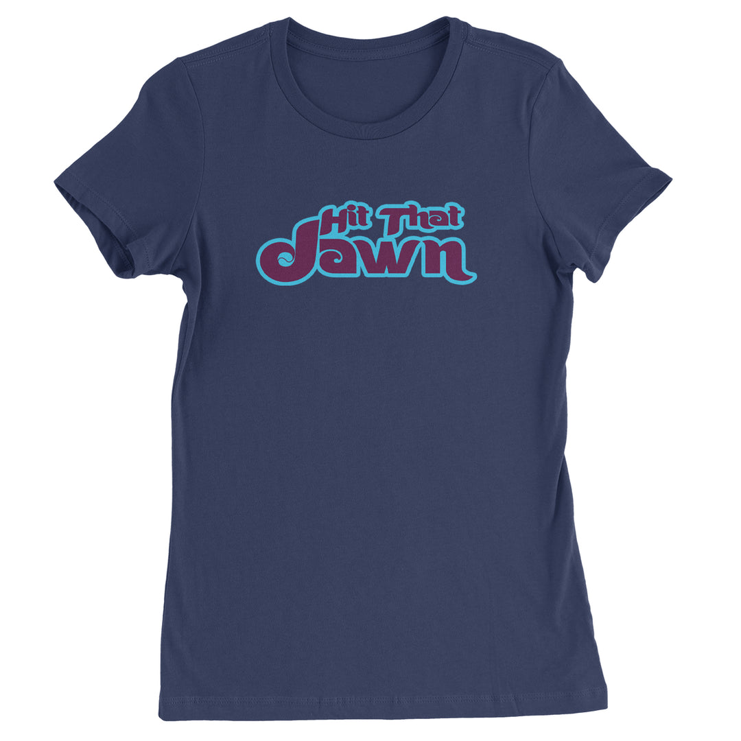 Hit That Jawn Philly Baseball graphic on Women's Heavyweight Cotton T-Shirt in Navy Blue
