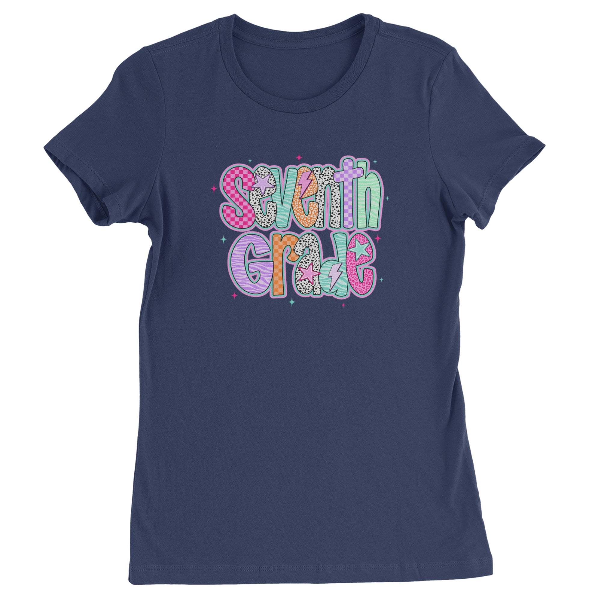 Seventh Grade Swagger Colorful Back to School Womens T-shirt Navy Blue