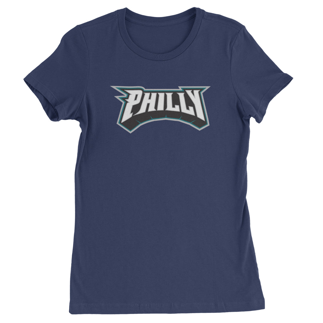 Philly Bold Block Throwback Womens T-shirt Navy Blue