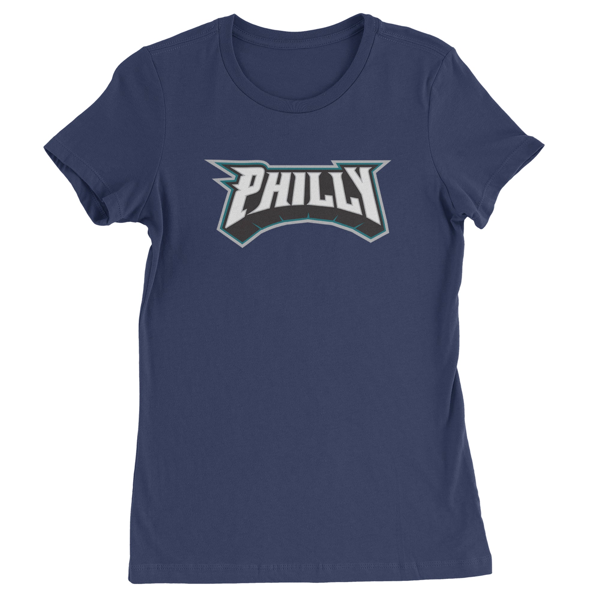 Philly Bold Block Throwback Womens T-shirt Navy Blue