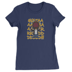 MUSTARD! Not Like Us Tv Off graphic on Women's Heavyweight Cotton T-Shirt in Navy Blue