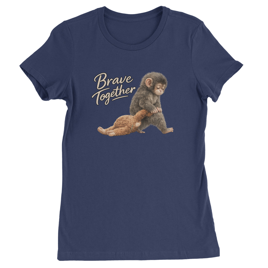 Punch Brave Together Stuffed Animal Womens T-shirt Navy Blue