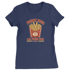 French Fries Are Finger Food IYKYK Womens T-shirt Navy Blue