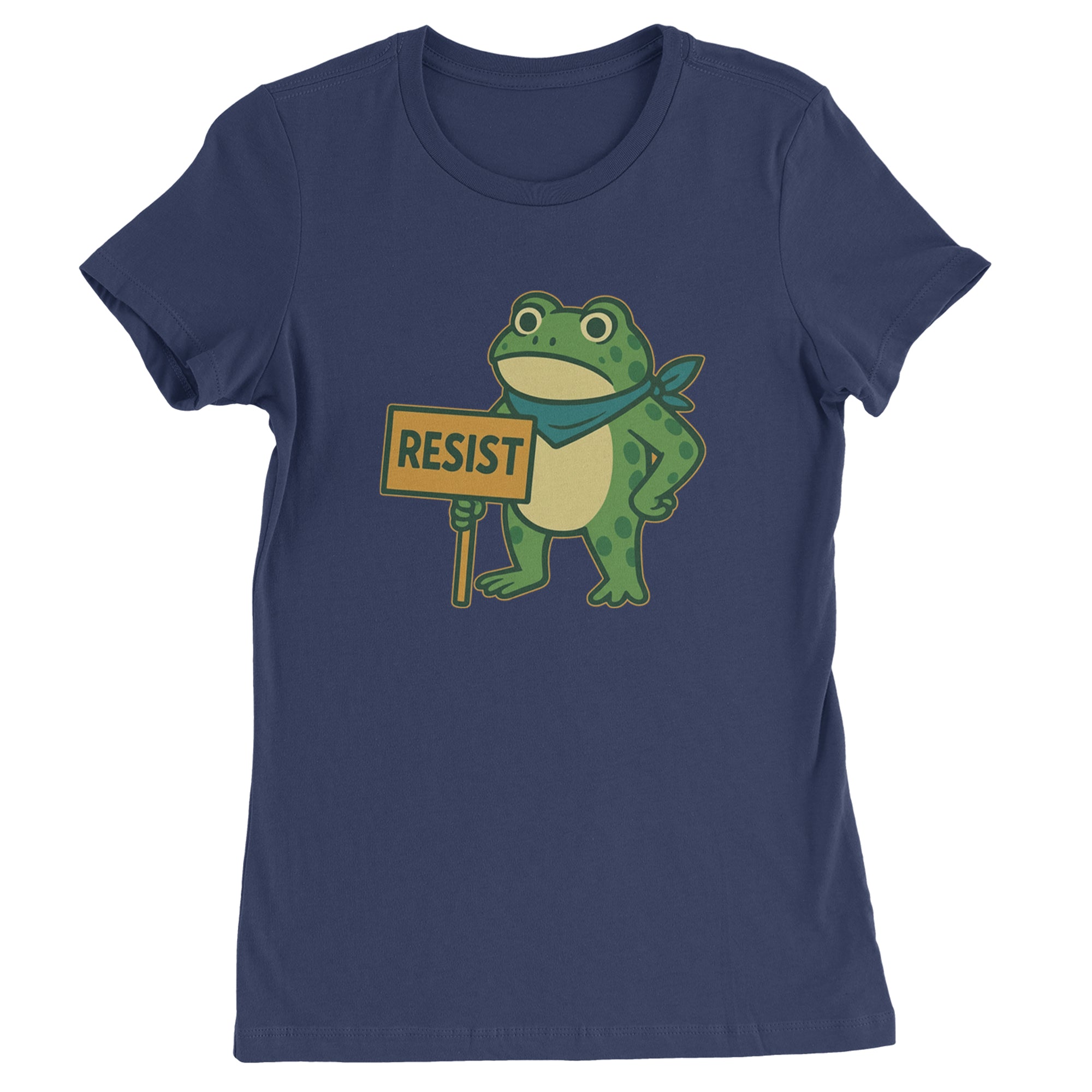 Sign Resist Meme Frog Protest Womens T-shirt Navy Blue