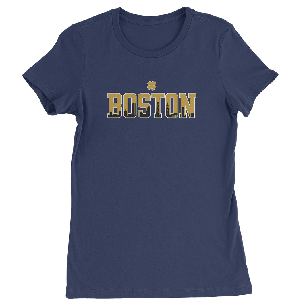 Boston City Pride Irish Womens T-shirt Navy Blue