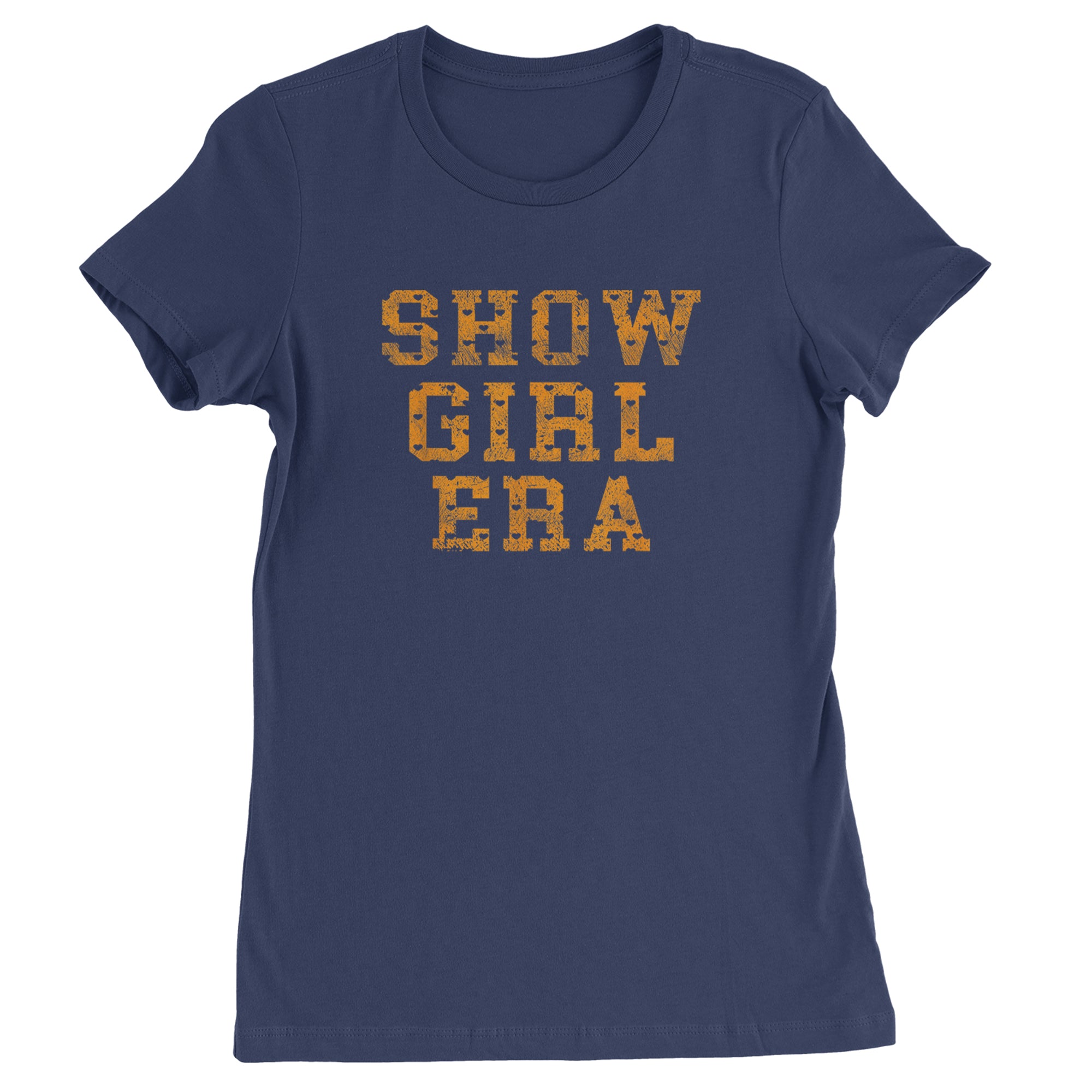 Vintage Showgirl Era Heart Womens T-shirt Navy Blue