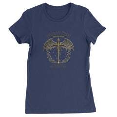 Fourth Wing Dragon Rider Vintage Basgiath War College Womens T-shirt Navy Blue