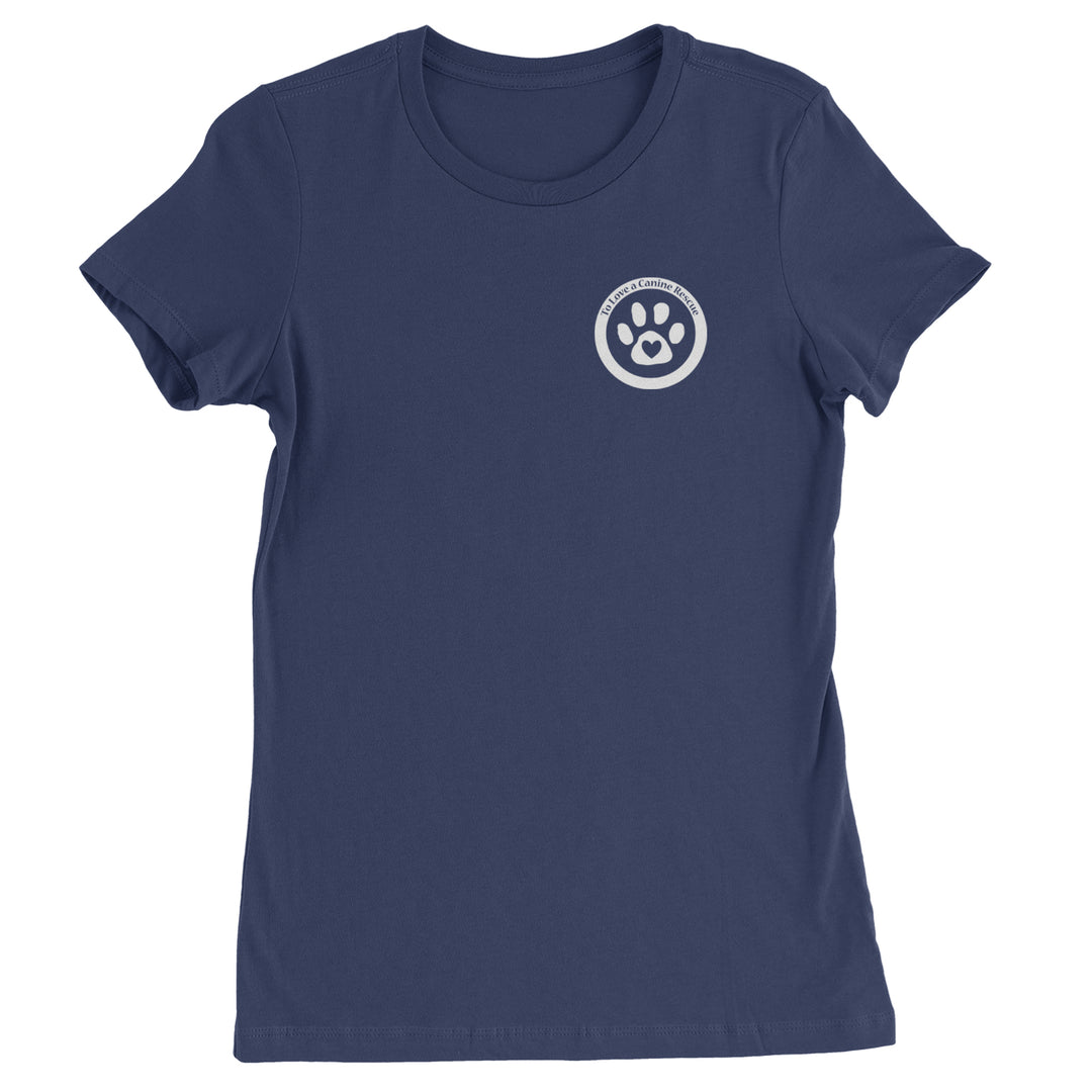 TLC To Love a Canine Dog Rescue White Womens T-shirt Navy Blue