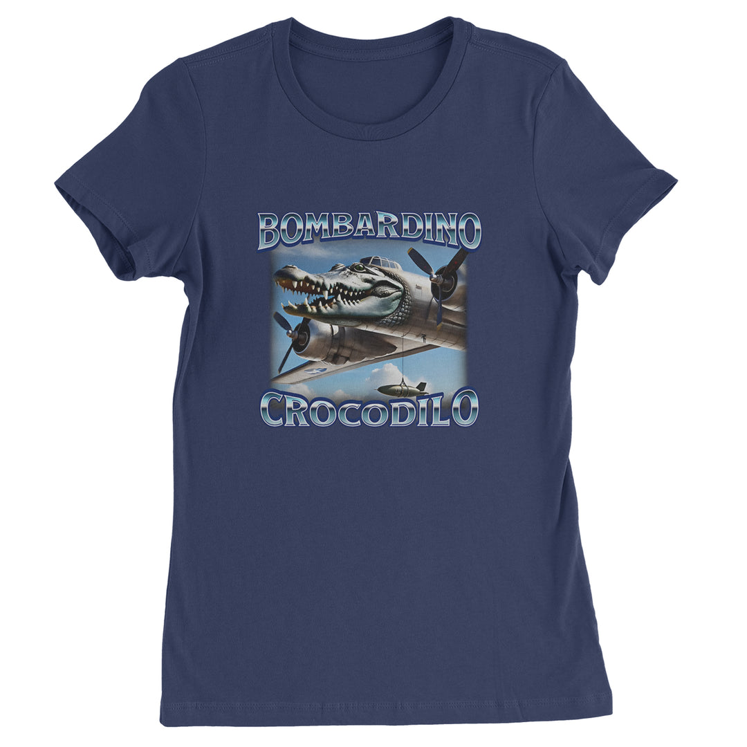 Bombardino Crocodilo Brainrot Womens T-shirt Navy Blue