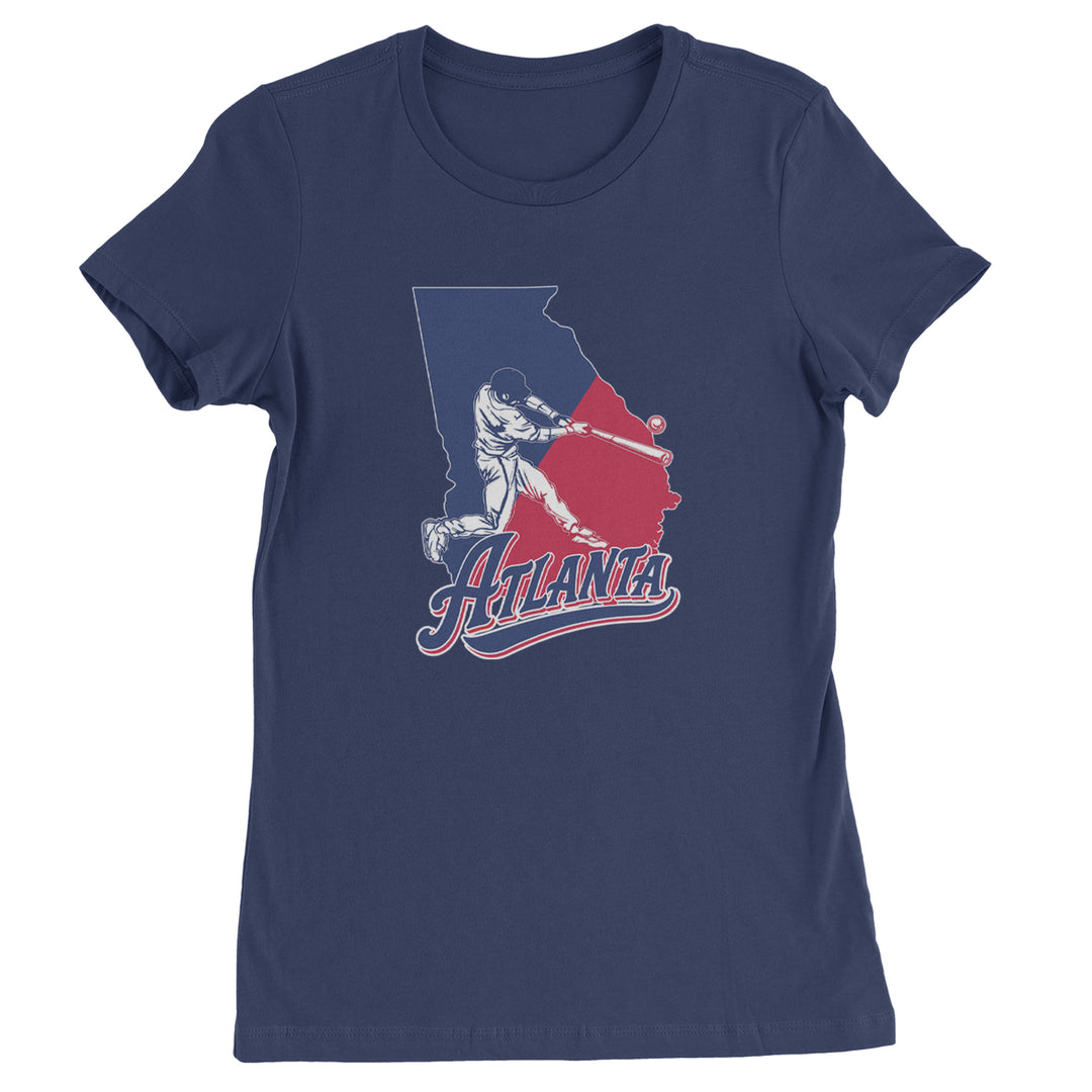 Atlanta Georgia Batter Up Womens T-shirt Navy Blue