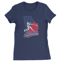 Atlanta Georgia Batter Up Womens T-shirt Navy Blue