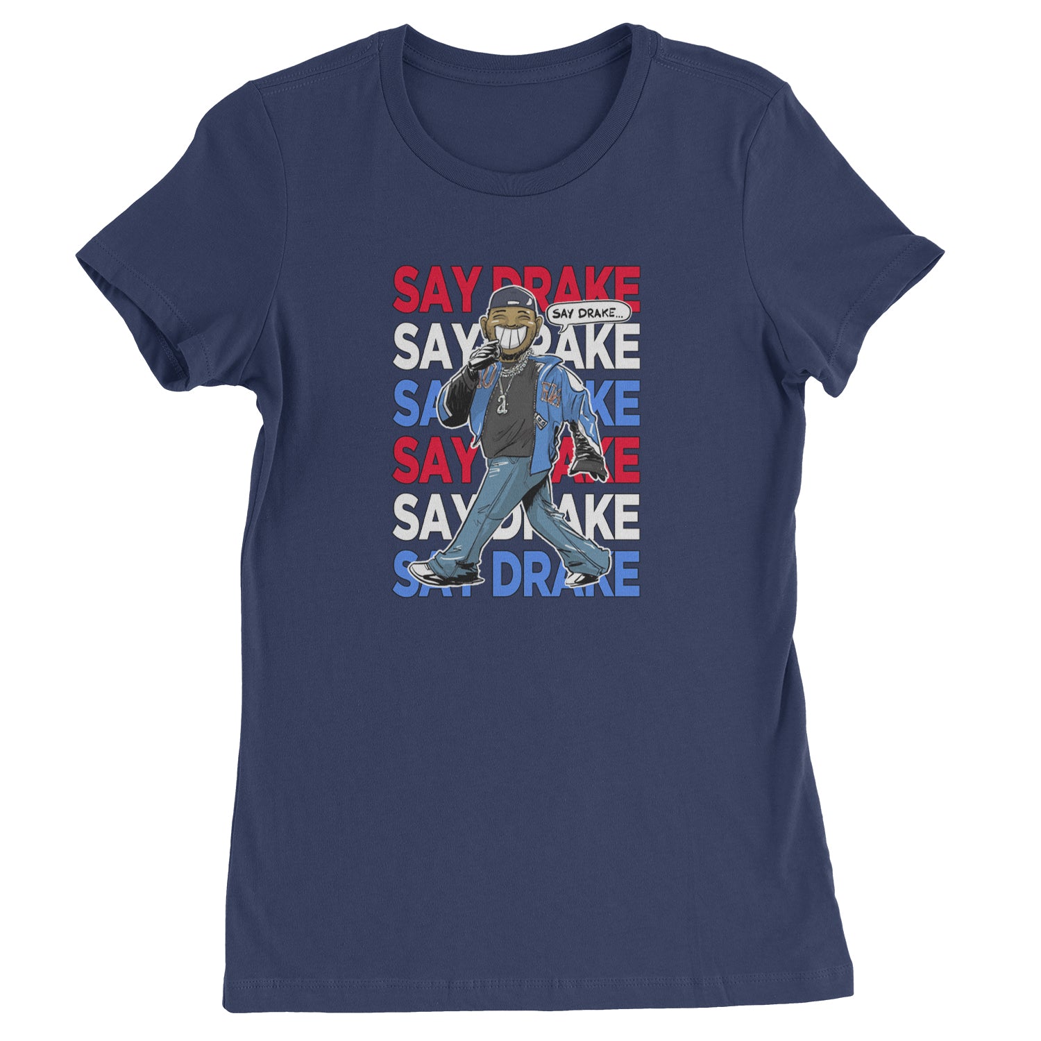 Say Drake Smiling Meme Mustard Womens T-shirt Navy Blue