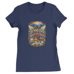 Tennessee Mountain Angel Wings Dolly Womens T-shirt Navy Blue