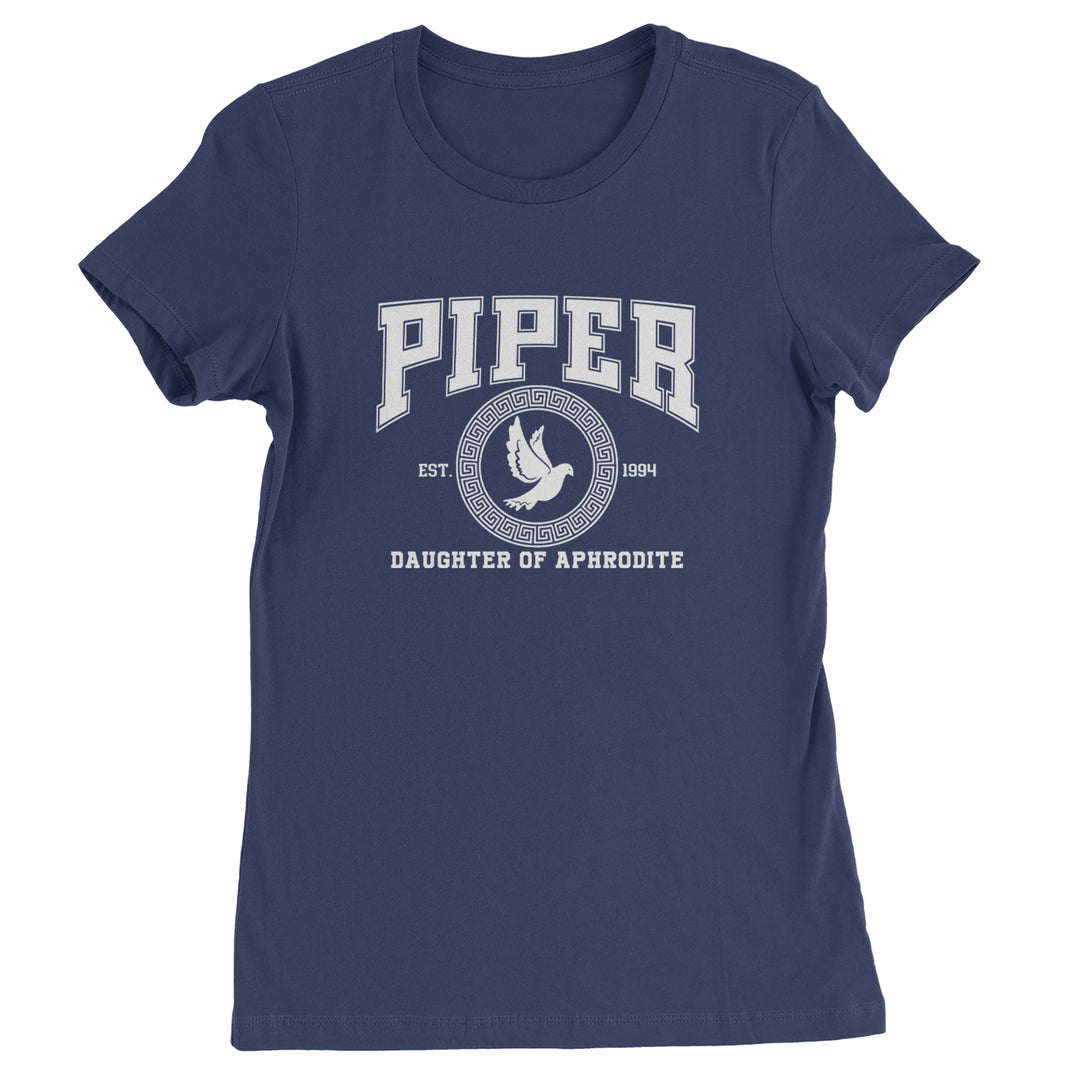 Piper Daughter of Aphrodite Rebel Heart Womens T-shirt Navy Blue