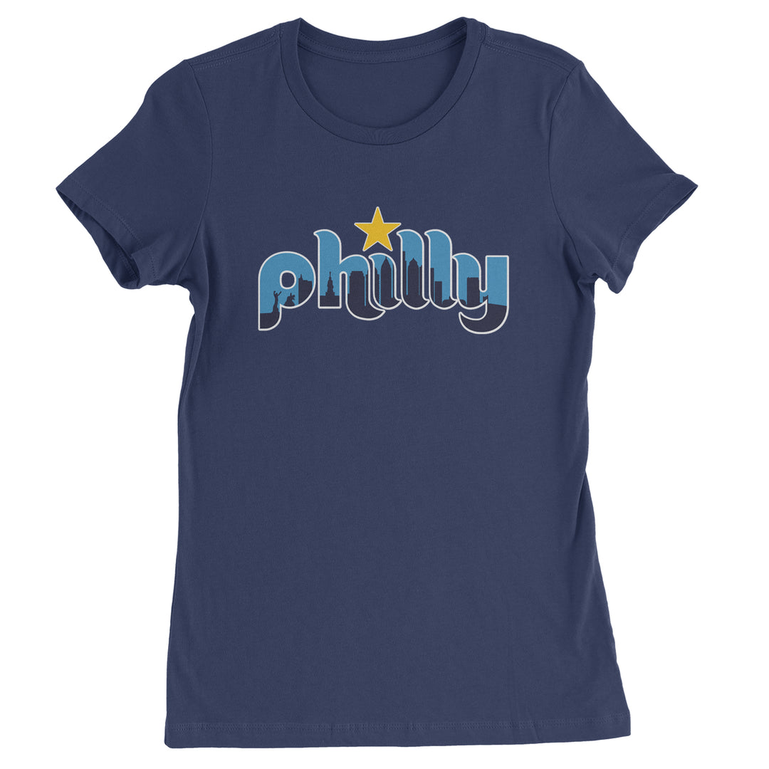 Skyline Philly Philadelphia Womens T-shirt Navy Blue