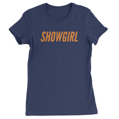 Showgirl Orange Glitter Womens T-shirt Navy Blue