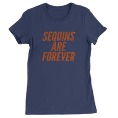 Sequins Are Forever Retro Glam Womens T-shirt Navy Blue