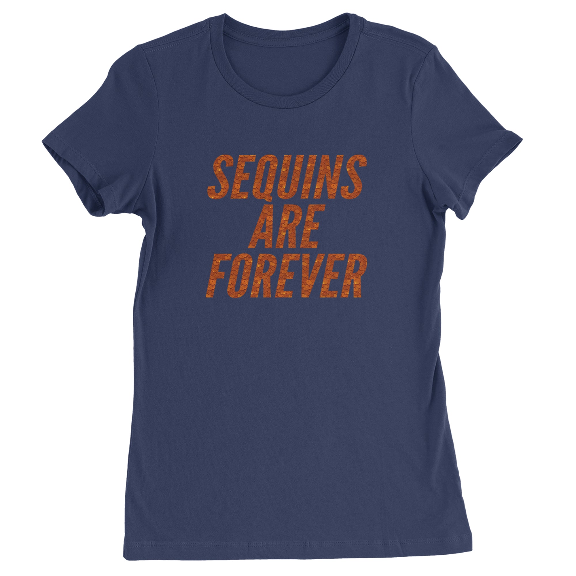 Sequins Are Forever Retro Glam Womens T-shirt Navy Blue