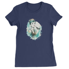 Mrs. Herpburn Iconic Watercolors Womens T-shirt Navy Blue