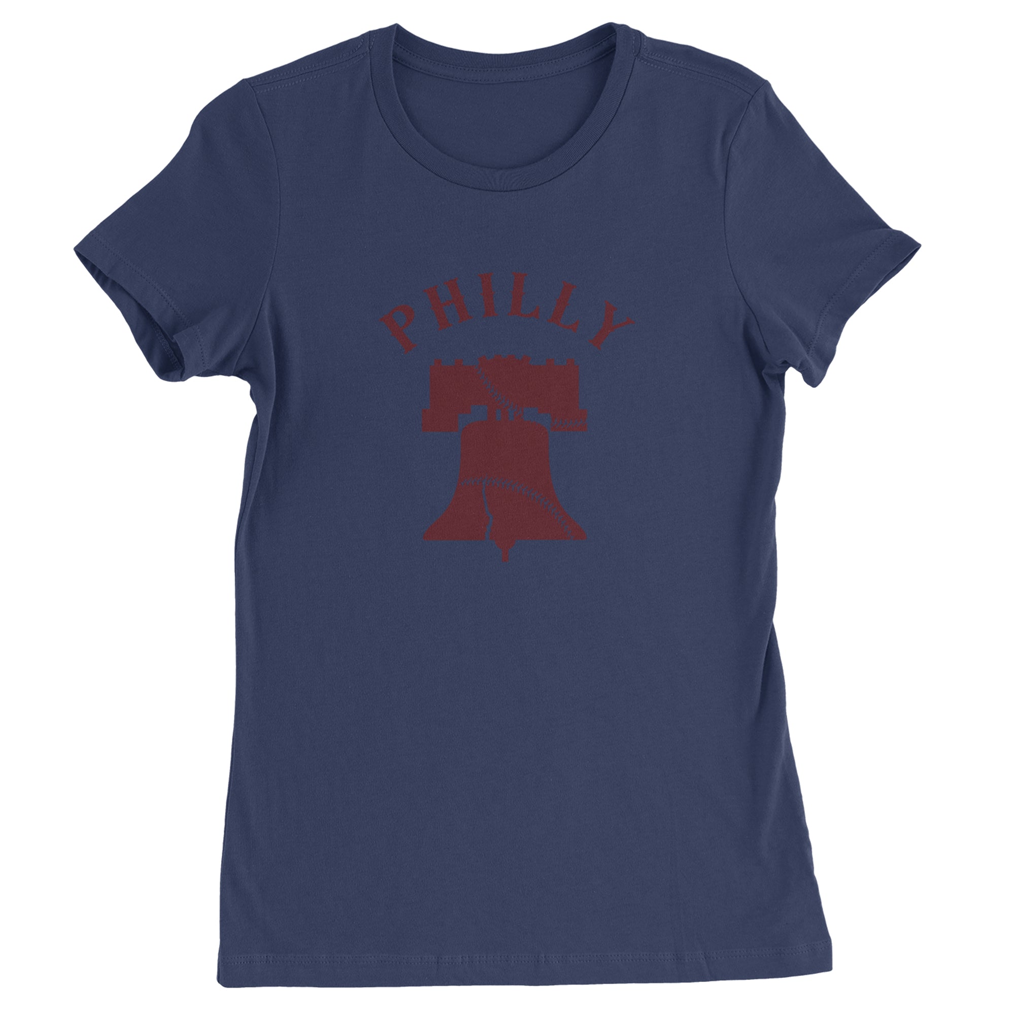 Philly Cracked Liberty Bell Womens T-shirt Navy Blue