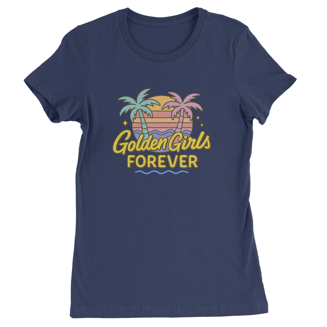 Golden Girls Forever Retro Sunset Womens T-shirt Navy Blue