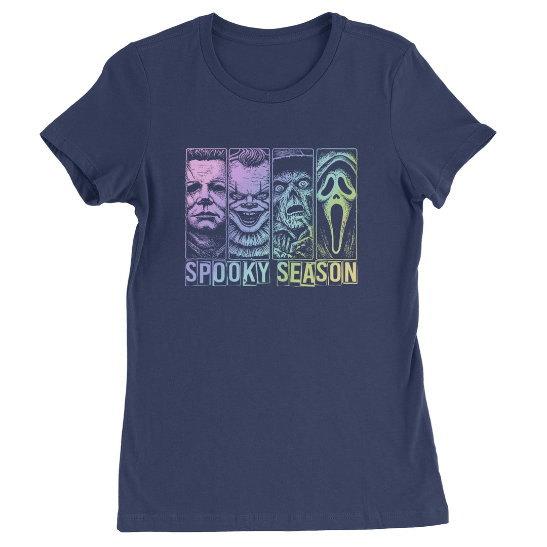 Spooky Season Horror Icons Halloween Womens T-shirt Navy Blue