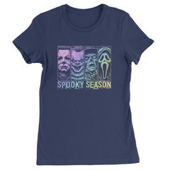 Spooky Season Horror Icons Halloween Womens T-shirt Navy Blue