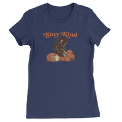 Punch Stay Kind Macaque Womens T-shirt Navy Blue
