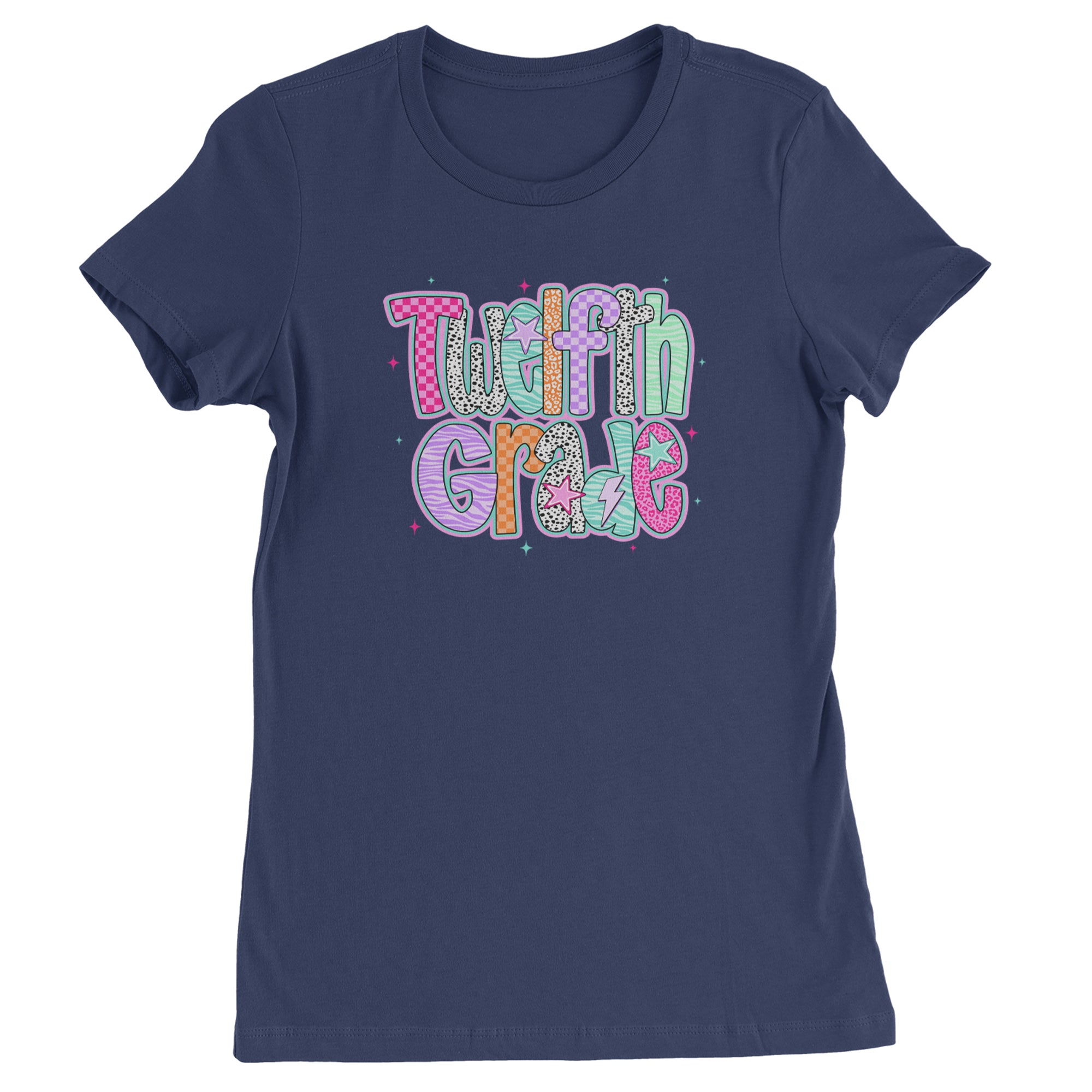 Senior Year Colorful Back to School Womens T-shirt Navy Blue