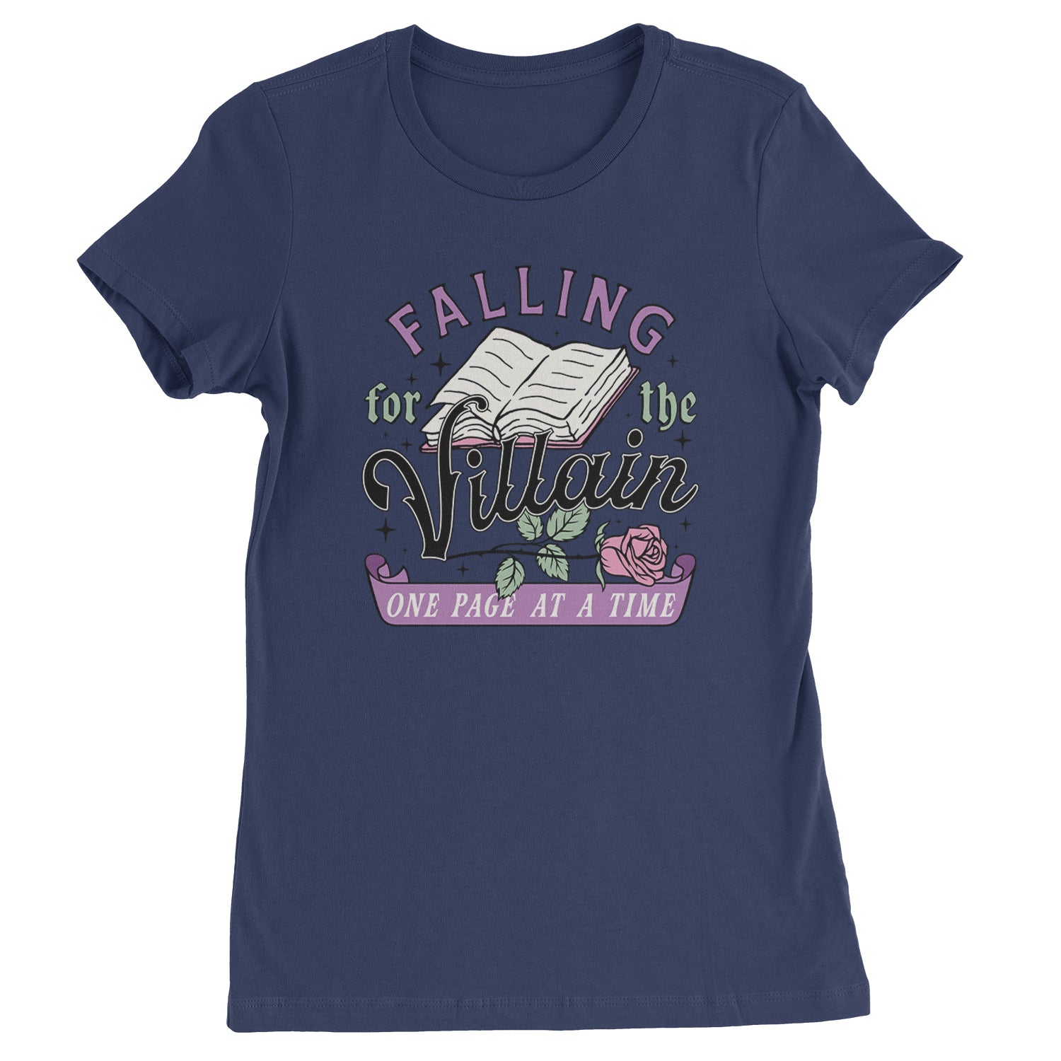 Falling For The Villain One Page At A Time  Womens T-shirt Navy Blue