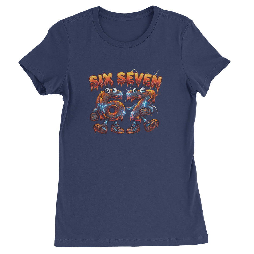 67 Lava Lightning Six Seven Meme Womens T-shirt Navy Blue