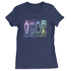 Spooky Season Cute Pastel Halloween Design Womens T-shirt Navy Blue