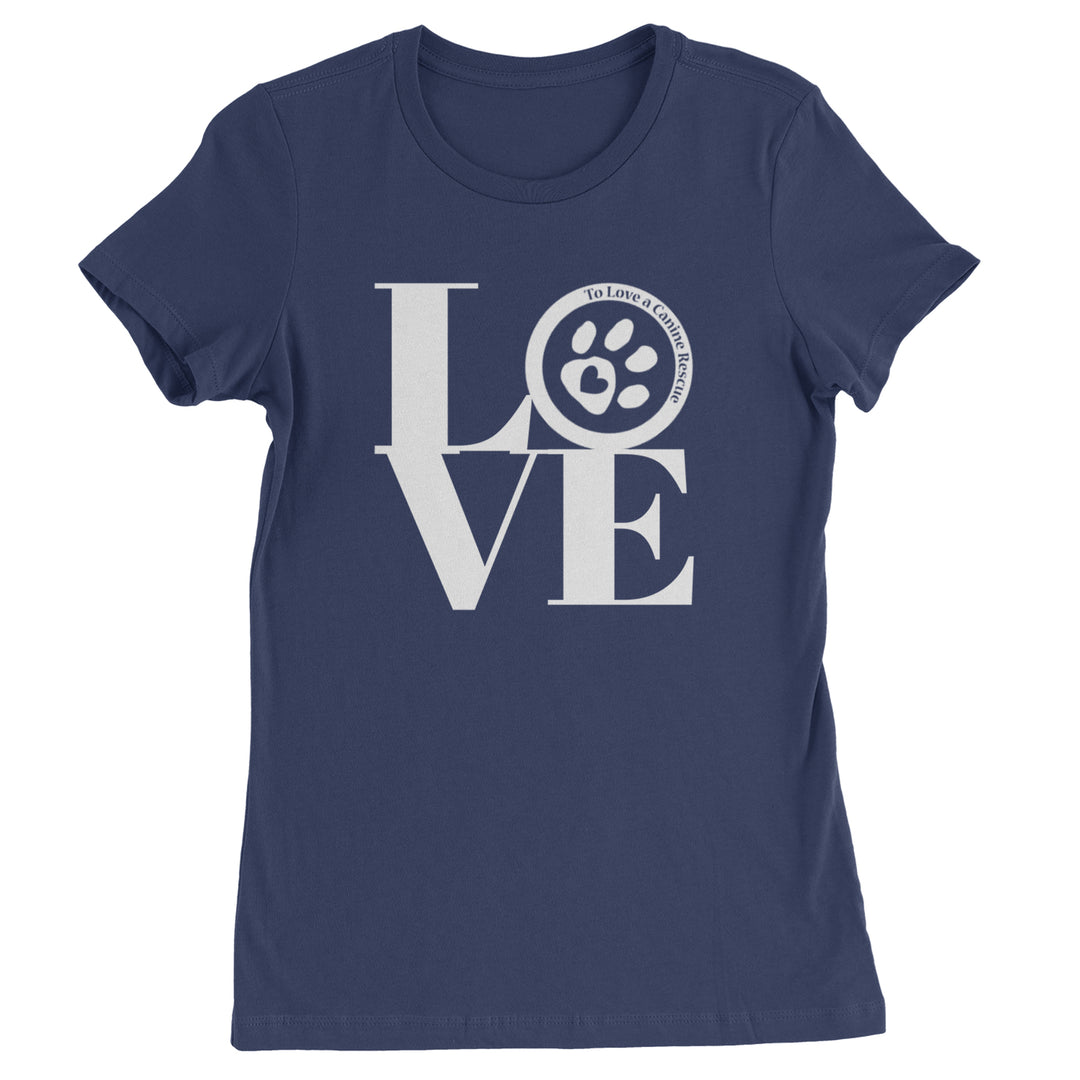 TLC LOVE Dog Rescue Womens T-shirt Navy Blue