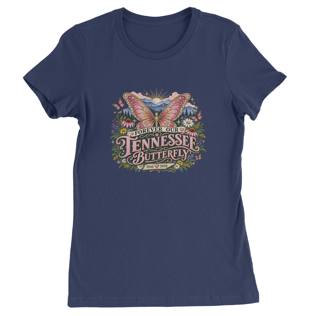 Forever Our Tennessee Butterfly Dolly Womens T-shirt Navy Blue