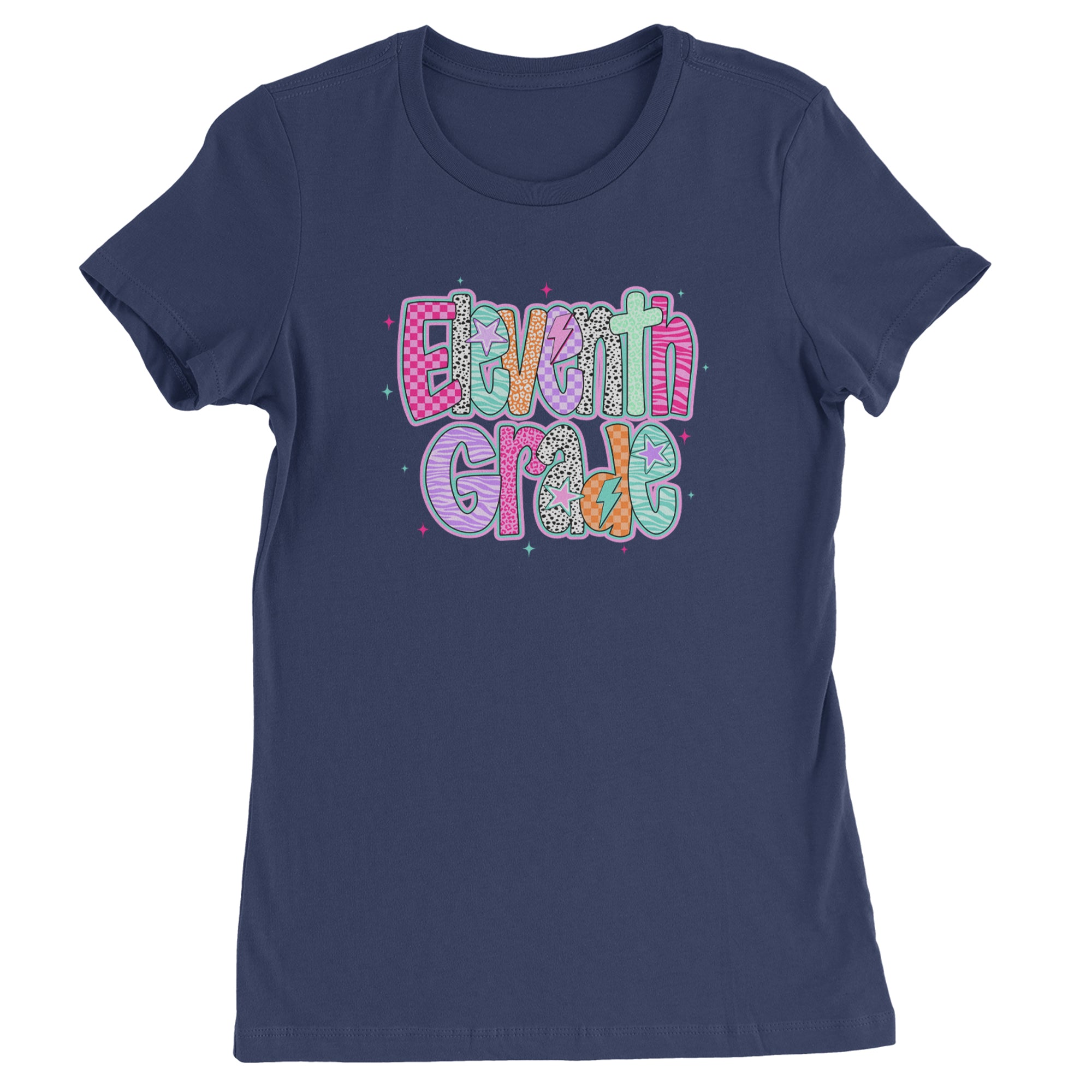 Eleventh Grade Extra Colorful Back to School Womens T-shirt Navy Blue