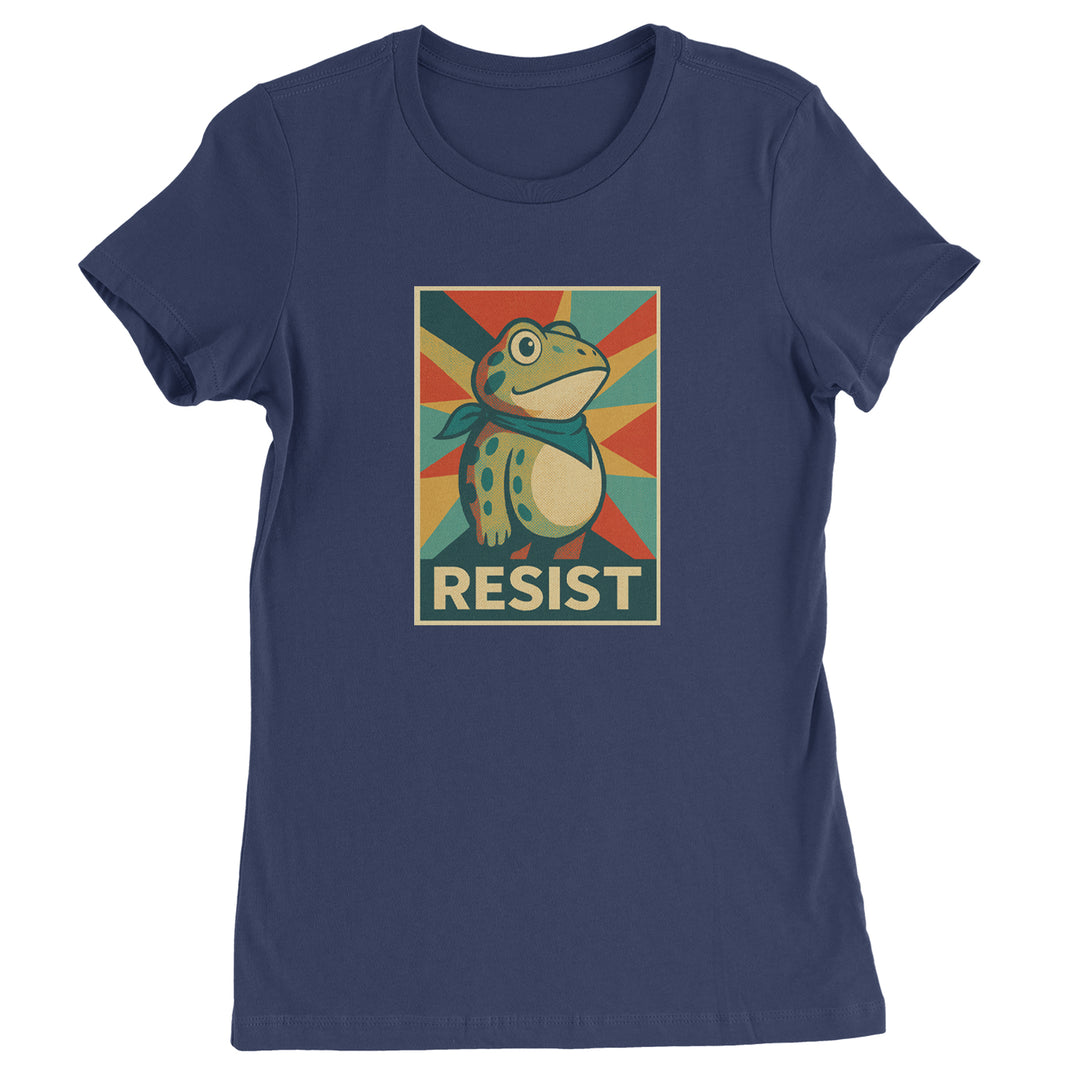 Resist Portland Protest Frog Womens T-shirt Navy Blue