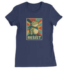 Resist Portland Protest Frog Womens T-shirt Navy Blue