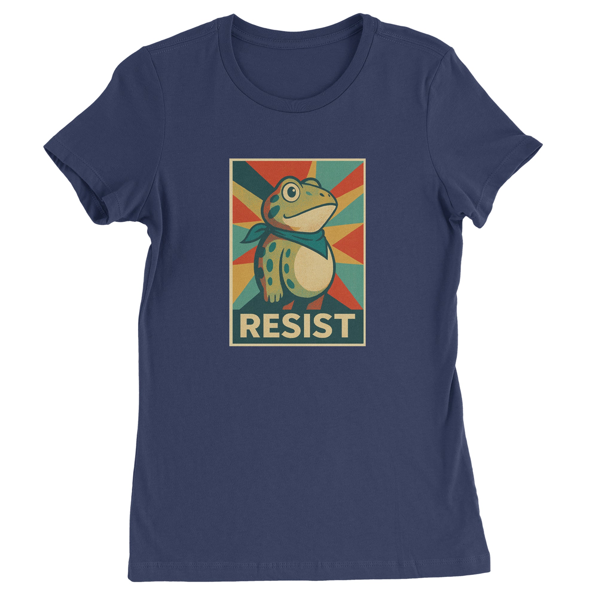 Resist Portland Protest Frog Womens T-shirt Navy Blue